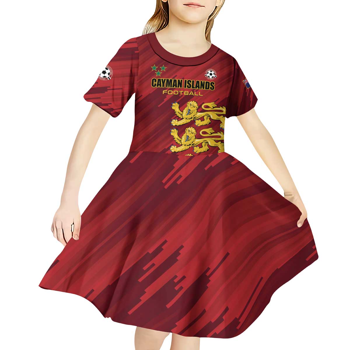 Custom Football Cayman Islands Kid Short Sleeve Dress The Turtles Come On - Wonder Print Shop