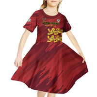 Custom Football Cayman Islands Kid Short Sleeve Dress The Turtles Come On - Wonder Print Shop