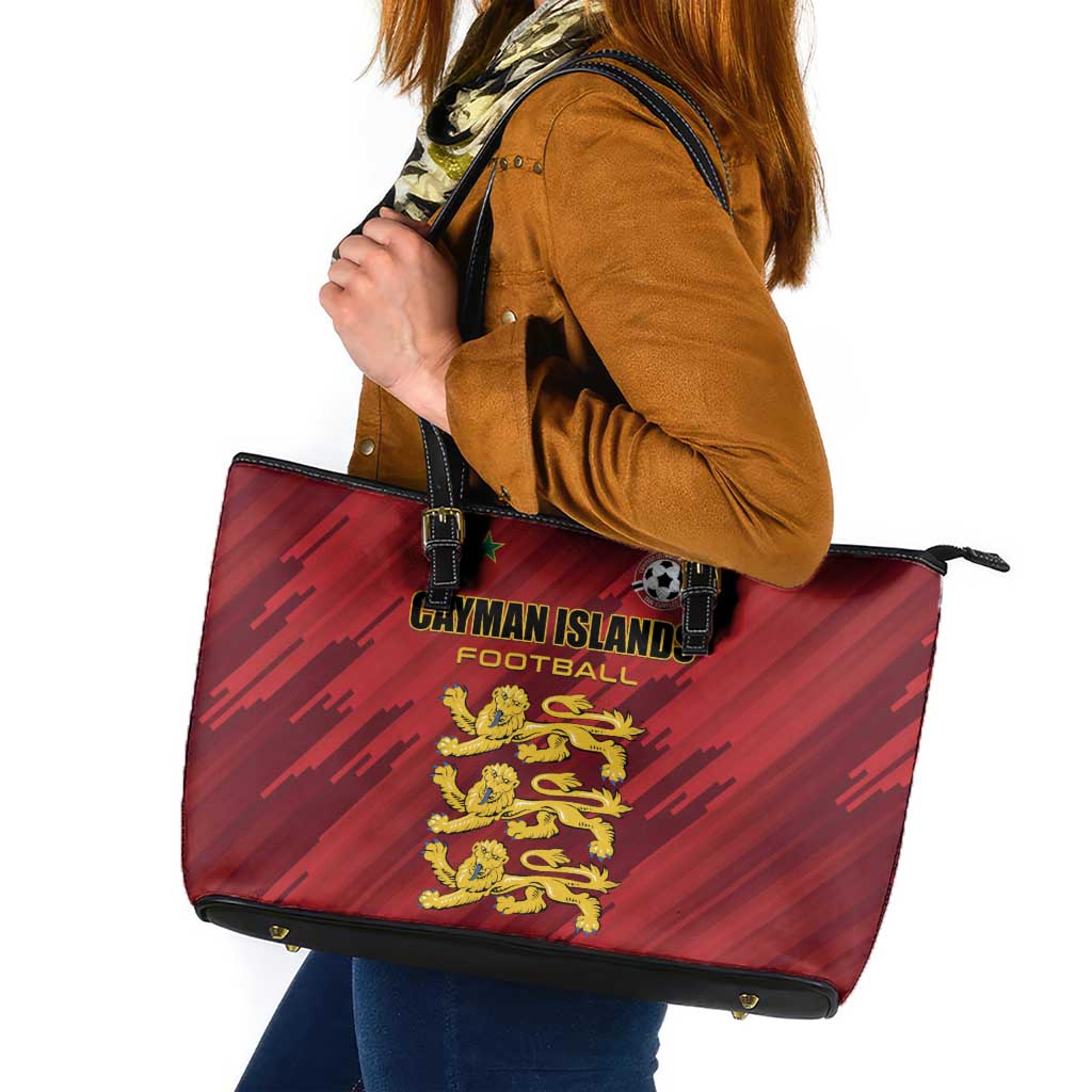 Football Cayman Islands Leather Tote Bag The Turtles Come On - Wonder Print Shop