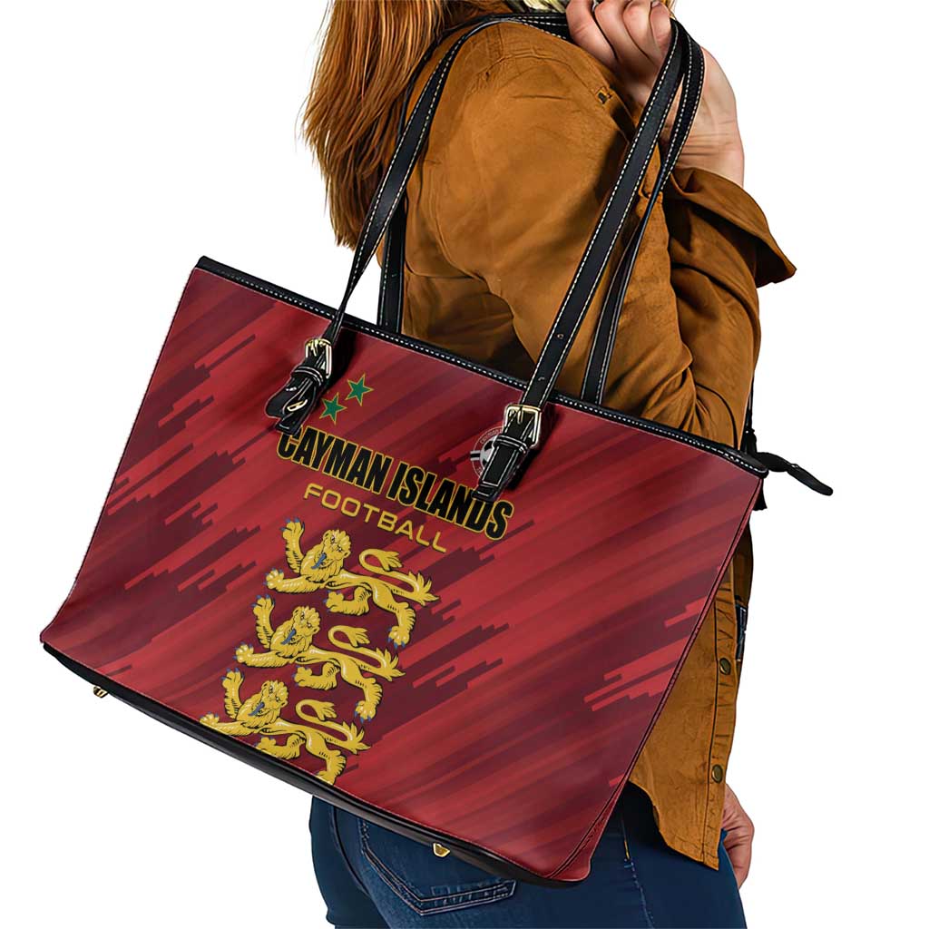 Football Cayman Islands Leather Tote Bag The Turtles Come On - Wonder Print Shop