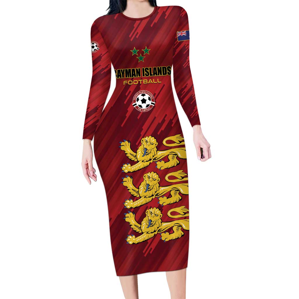 Custom Football Cayman Islands Long Sleeve Bodycon Dress The Turtles Come On - Wonder Print Shop