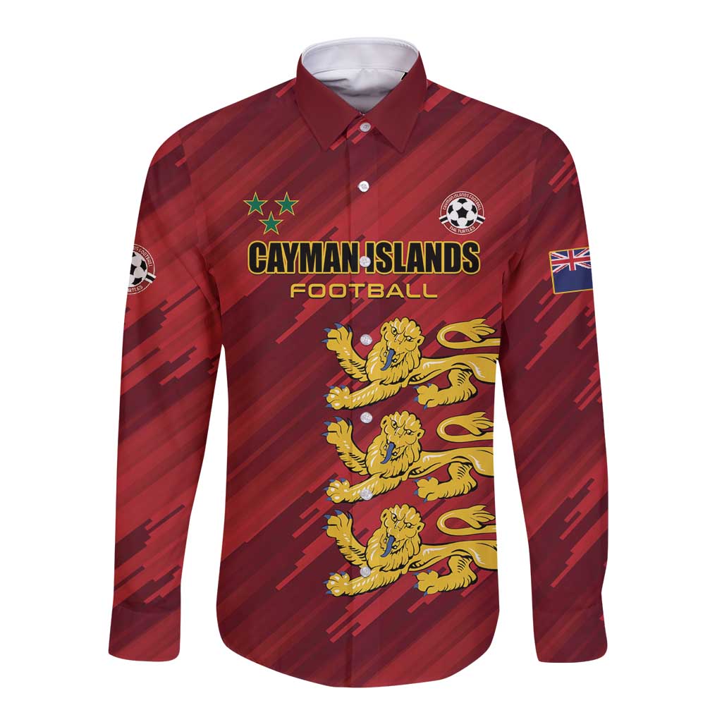 Custom Football Cayman Islands Long Sleeve Button Shirt The Turtles Come On - Wonder Print Shop