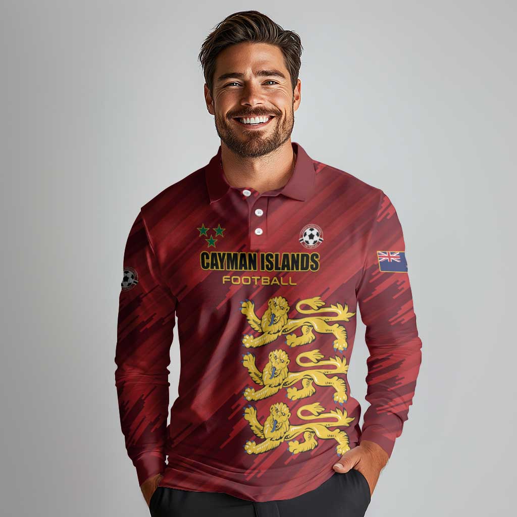 Custom Football Cayman Islands Long Sleeve Polo Shirt The Turtles Come On - Wonder Print Shop
