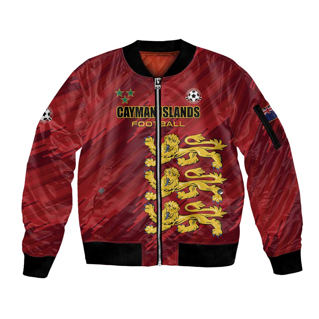 Custom Football Cayman Islands Sleeve Zip Bomber Jacket The Turtles Come On - Wonder Print Shop