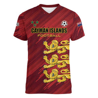 Custom Football Cayman Islands Women V-Neck T-Shirt The Turtles Come On - Wonder Print Shop