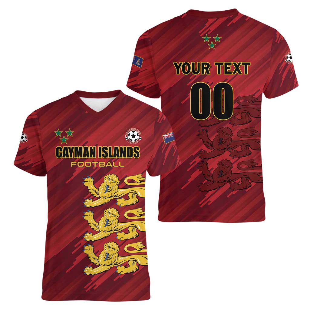 Custom Football Cayman Islands Women V-Neck T-Shirt The Turtles Come On - Wonder Print Shop