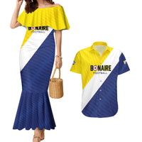 Custom Football Bonaire Couples Matching Mermaid Dress and Hawaiian Shirt Boneiru Caribbean Warriors - Wonder Print Shop
