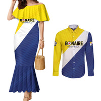 Custom Football Bonaire Couples Matching Mermaid Dress and Long Sleeve Button Shirt Boneiru Caribbean Warriors - Wonder Print Shop