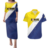 Custom Football Bonaire Couples Matching Puletasi and Hawaiian Shirt Boneiru Caribbean Warriors - Wonder Print Shop