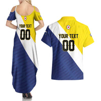 Custom Football Bonaire Couples Matching Summer Maxi Dress and Hawaiian Shirt Boneiru Caribbean Warriors - Wonder Print Shop