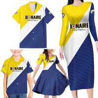 Custom Football Bonaire Family Matching Long Sleeve Bodycon Dress and Hawaiian Shirt Boneiru Caribbean Warriors - Wonder Print Shop