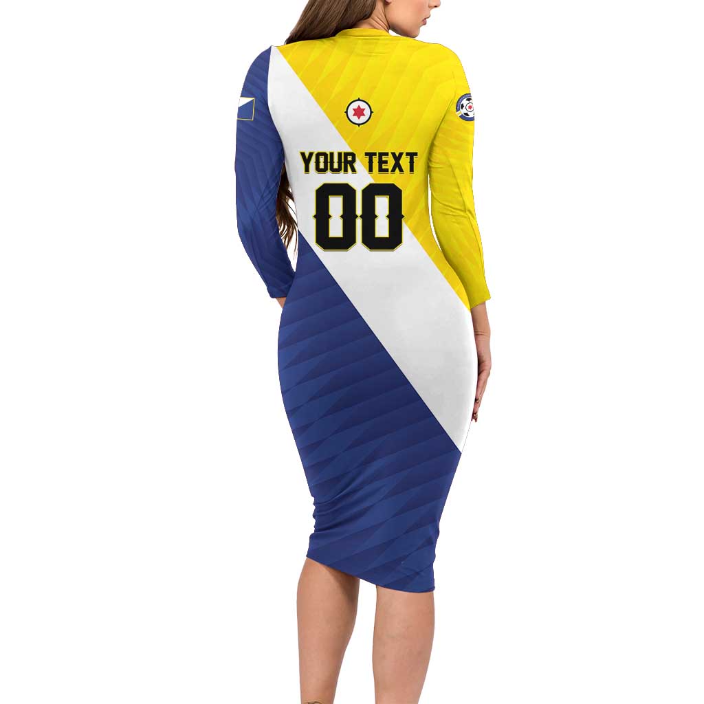 Custom Football Bonaire Family Matching Long Sleeve Bodycon Dress and Hawaiian Shirt Boneiru Caribbean Warriors - Wonder Print Shop