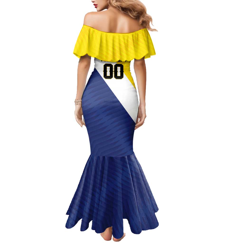 Custom Football Bonaire Family Matching Mermaid Dress and Hawaiian Shirt Boneiru Caribbean Warriors - Wonder Print Shop