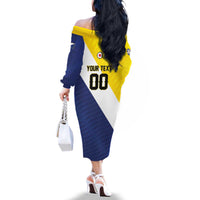 Custom Football Bonaire Family Matching Off The Shoulder Long Sleeve Dress and Hawaiian Shirt Boneiru Caribbean Warriors - Wonder Print Shop