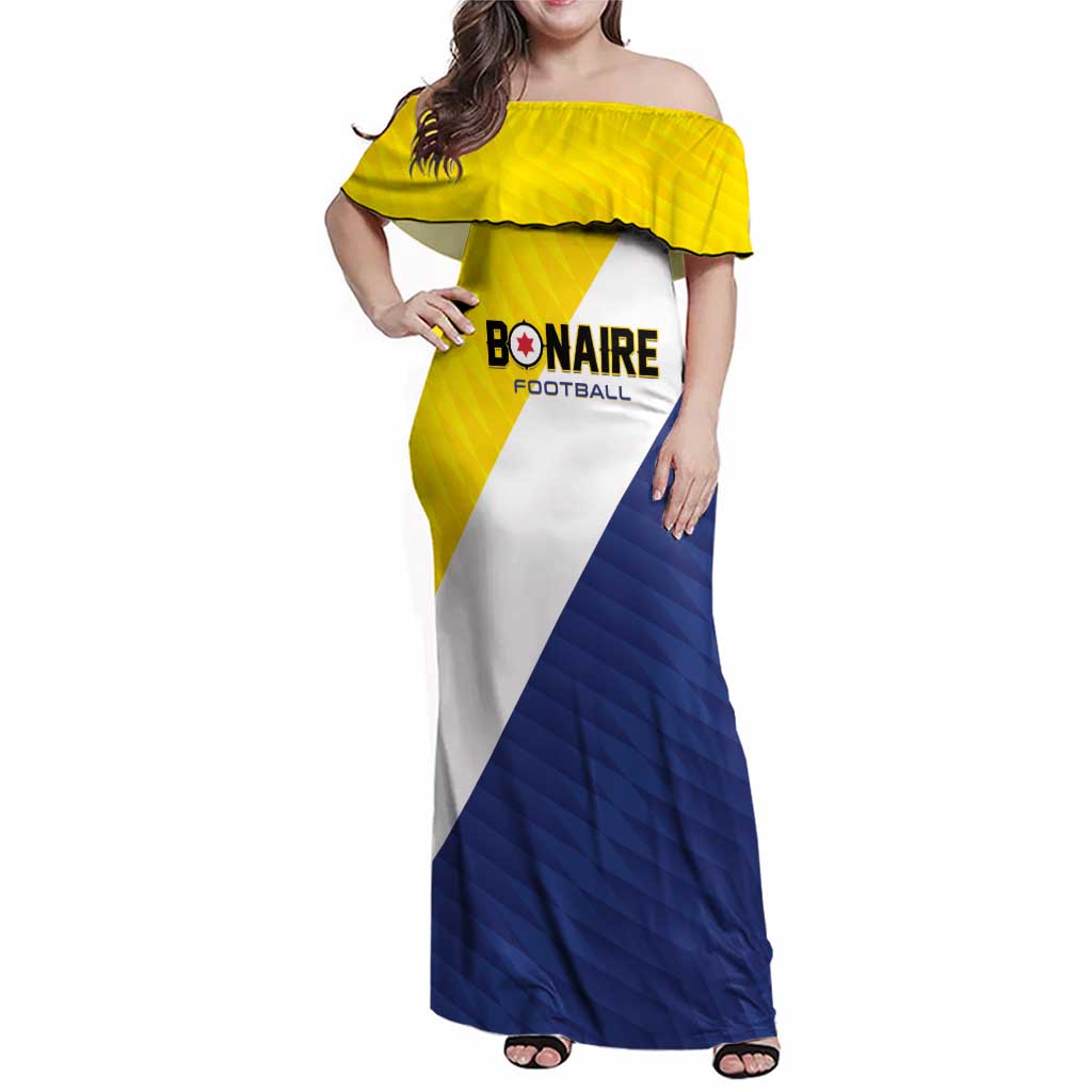 Custom Football Bonaire Family Matching Off Shoulder Maxi Dress and Hawaiian Shirt Boneiru Caribbean Warriors - Wonder Print Shop