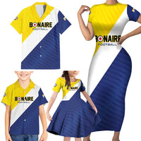Custom Football Bonaire Family Matching Short Sleeve Bodycon Dress and Hawaiian Shirt Boneiru Caribbean Warriors - Wonder Print Shop