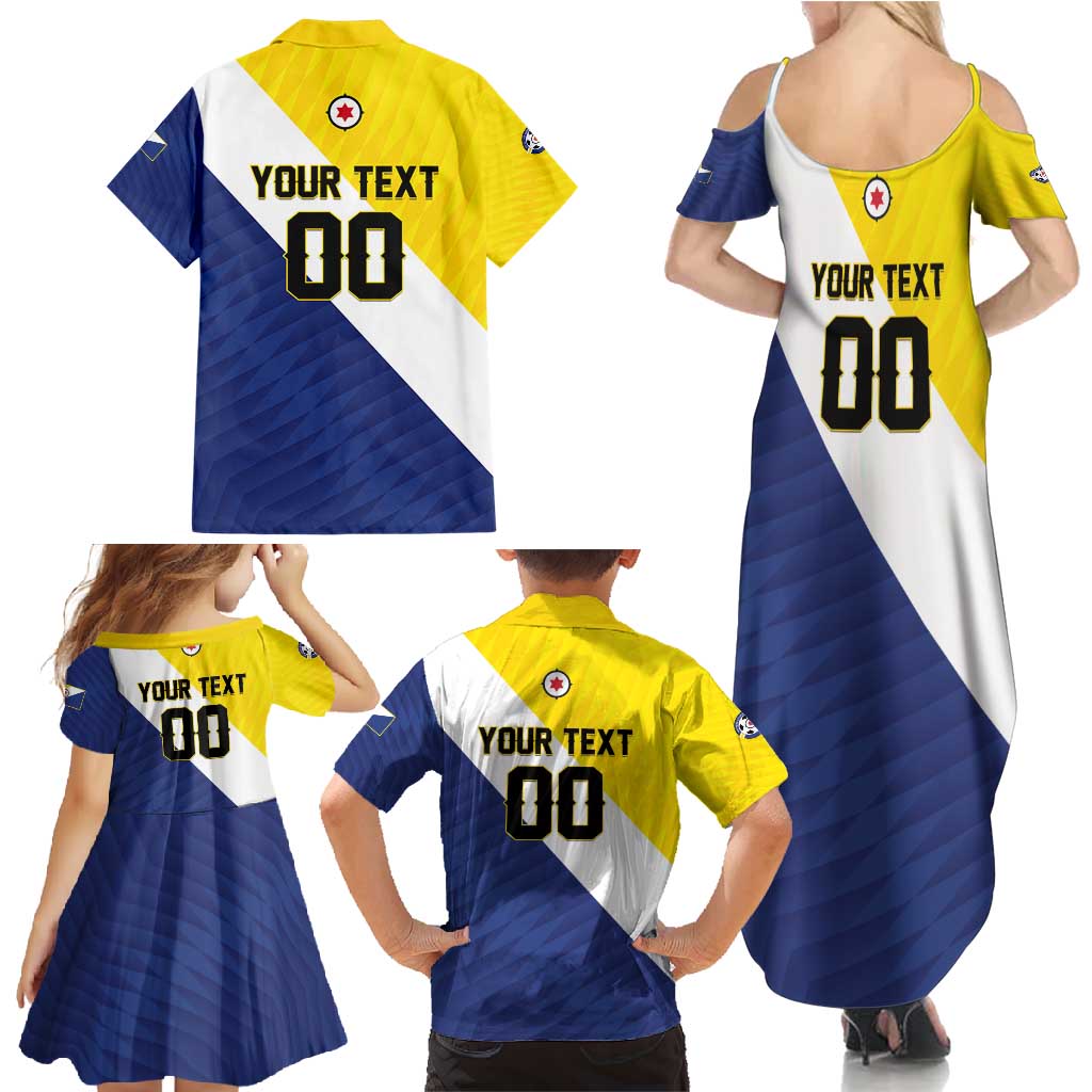 Custom Football Bonaire Family Matching Summer Maxi Dress and Hawaiian Shirt Boneiru Caribbean Warriors - Wonder Print Shop