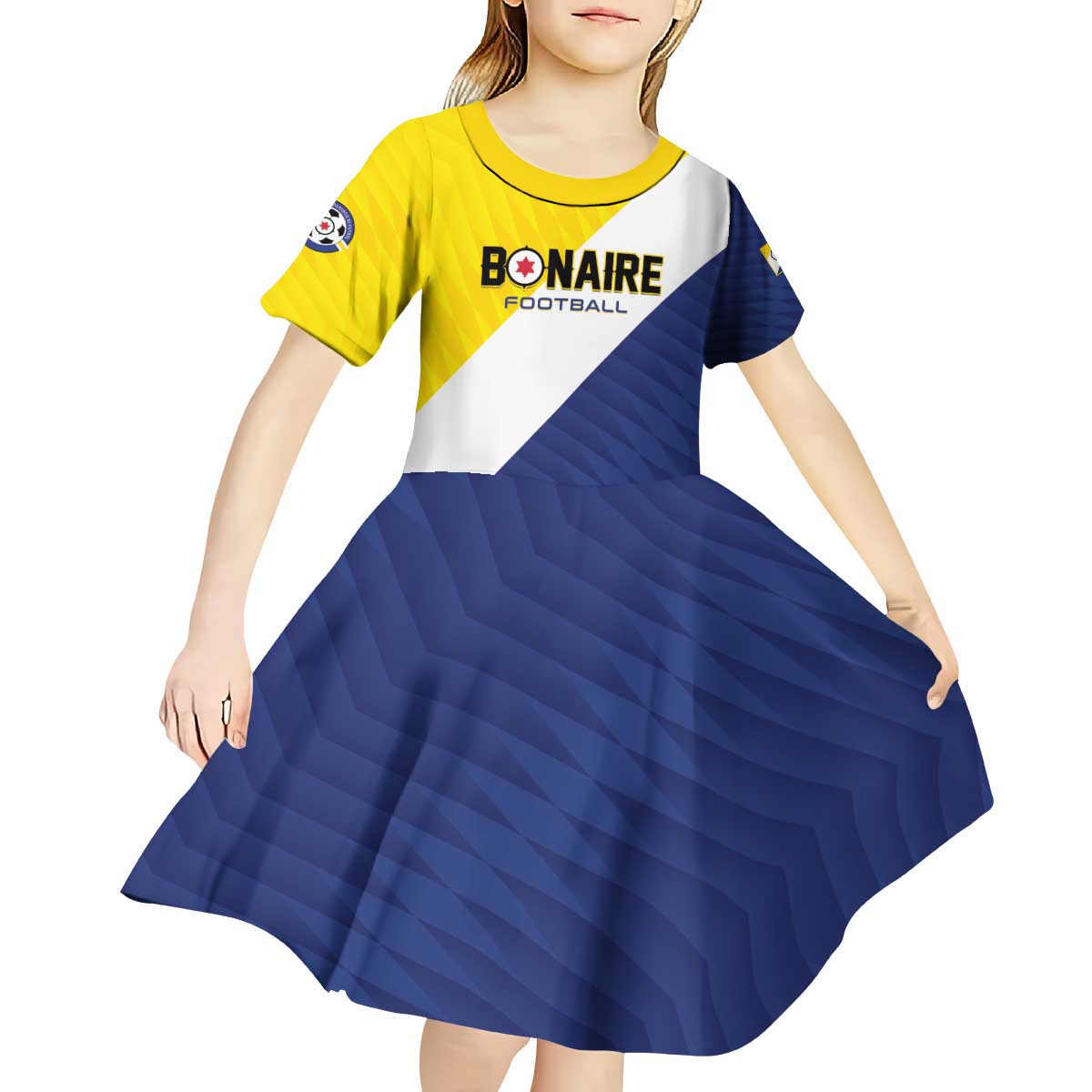 Custom Football Bonaire Kid Short Sleeve Dress Boneiru Caribbean Warriors - Wonder Print Shop
