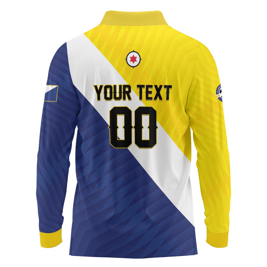 Custom Football Bonaire Long Sleeve Polo Shirt Boneiru Caribbean Warriors - Wonder Print Shop