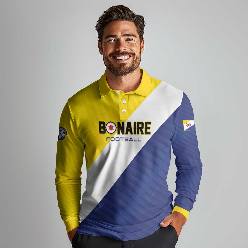 Custom Football Bonaire Long Sleeve Polo Shirt Boneiru Caribbean Warriors - Wonder Print Shop
