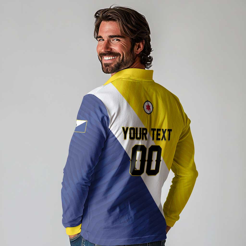 Custom Football Bonaire Long Sleeve Polo Shirt Boneiru Caribbean Warriors - Wonder Print Shop