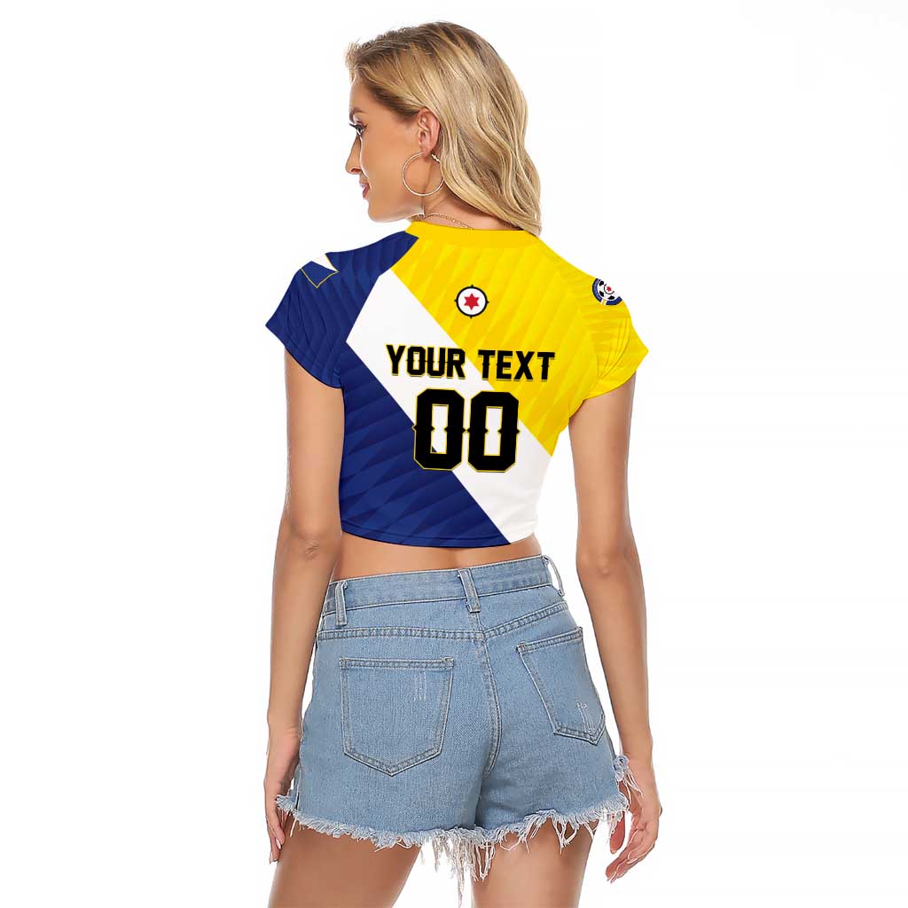 Custom Football Bonaire Raglan Cropped T Shirt Boneiru Caribbean Warriors - Wonder Print Shop