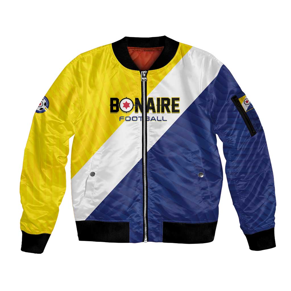 Custom Football Bonaire Sleeve Zip Bomber Jacket Boneiru Caribbean Warriors - Wonder Print Shop
