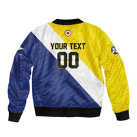 Custom Football Bonaire Sleeve Zip Bomber Jacket Boneiru Caribbean Warriors - Wonder Print Shop