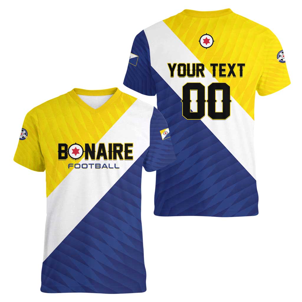 Custom Football Bonaire Women V-Neck T-Shirt Boneiru Caribbean Warriors - Wonder Print Shop