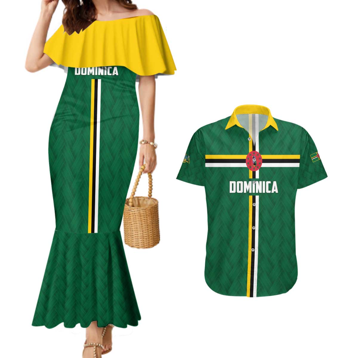 Custom Football Dominica Couples Matching Mermaid Dress and Hawaiian Shirt Los Pericos Go Champions - Wonder Print Shop