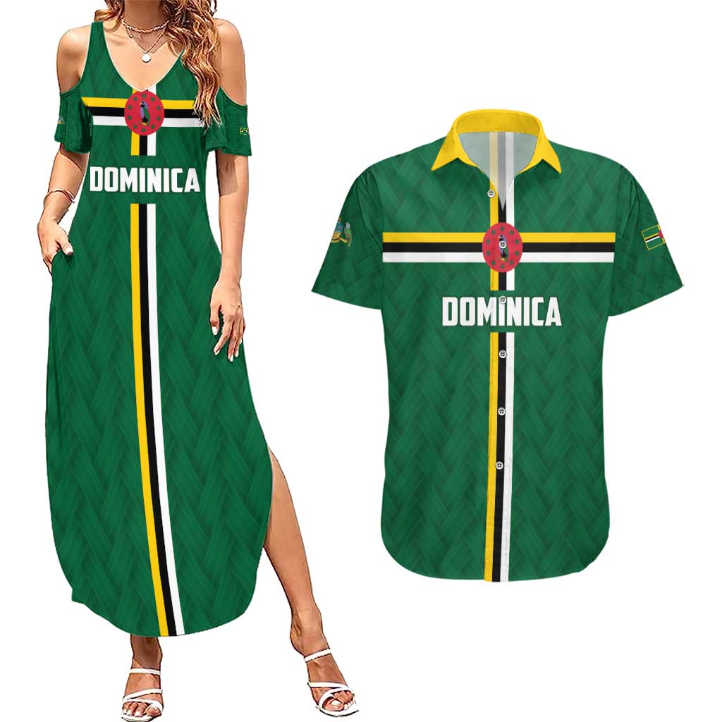Custom Football Dominica Couples Matching Summer Maxi Dress and Hawaiian Shirt Los Pericos Go Champions - Wonder Print Shop