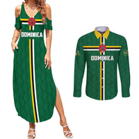 Custom Football Dominica Couples Matching Summer Maxi Dress and Long Sleeve Button Shirt Los Pericos Go Champions - Wonder Print Shop