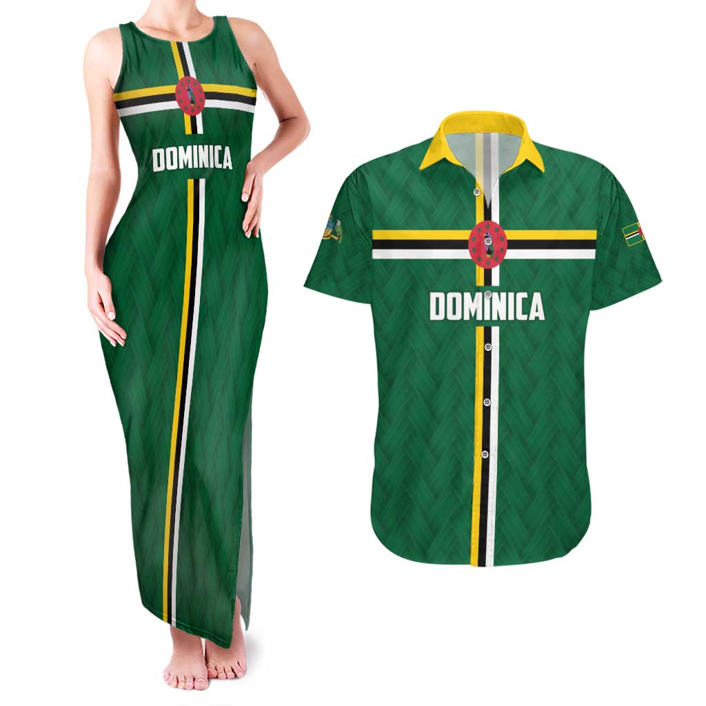 Custom Football Dominica Couples Matching Tank Maxi Dress and Hawaiian Shirt Los Pericos Go Champions - Wonder Print Shop