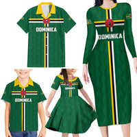 Custom Football Dominica Family Matching Long Sleeve Bodycon Dress and Hawaiian Shirt Los Pericos Go Champions - Wonder Print Shop