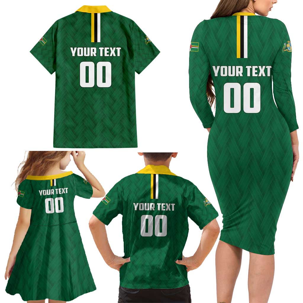 Custom Football Dominica Family Matching Long Sleeve Bodycon Dress and Hawaiian Shirt Los Pericos Go Champions - Wonder Print Shop