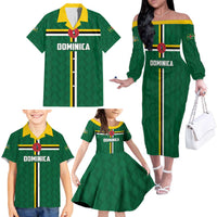Custom Football Dominica Family Matching Off The Shoulder Long Sleeve Dress and Hawaiian Shirt Los Pericos Go Champions - Wonder Print Shop