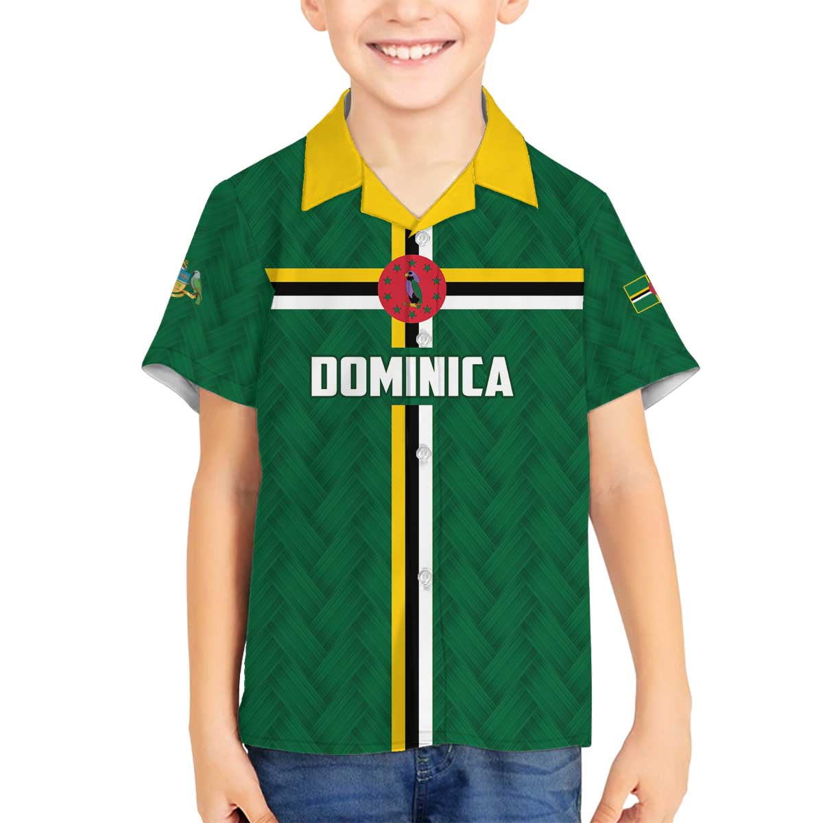 Custom Football Dominica Family Matching Off The Shoulder Long Sleeve Dress and Hawaiian Shirt Los Pericos Go Champions - Wonder Print Shop