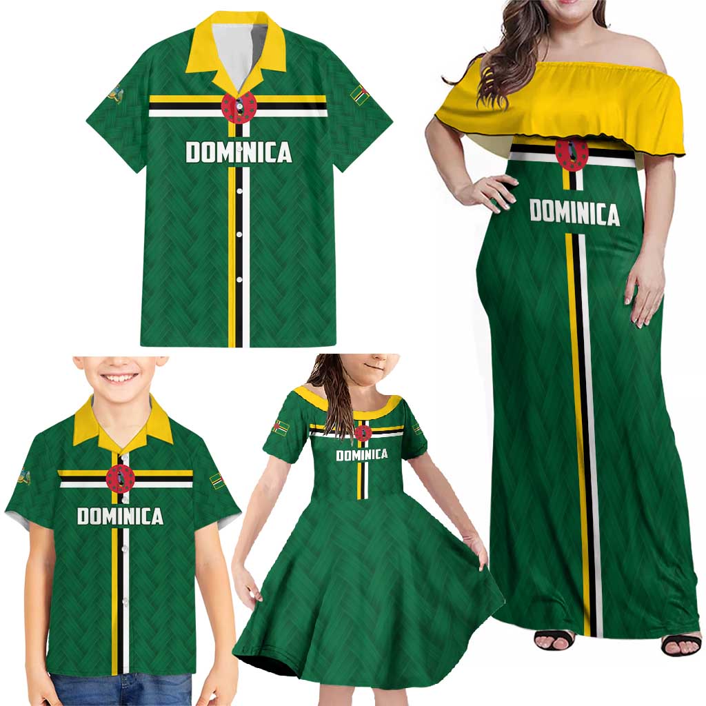 Custom Football Dominica Family Matching Off Shoulder Maxi Dress and Hawaiian Shirt Los Pericos Go Champions - Wonder Print Shop