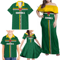 Custom Football Dominica Family Matching Off Shoulder Maxi Dress and Hawaiian Shirt Los Pericos Go Champions - Wonder Print Shop