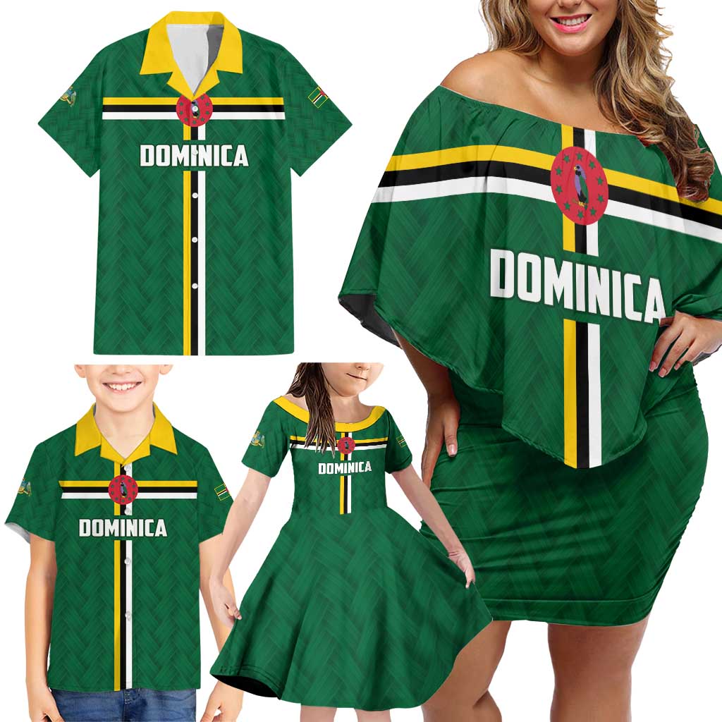 Custom Football Dominica Family Matching Off Shoulder Short Dress and Hawaiian Shirt Los Pericos Go Champions - Wonder Print Shop