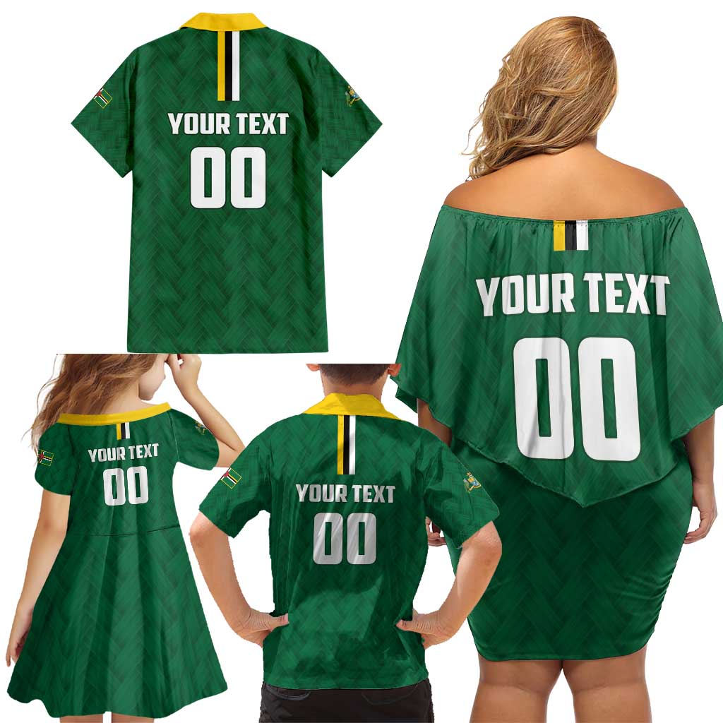 Custom Football Dominica Family Matching Off Shoulder Short Dress and Hawaiian Shirt Los Pericos Go Champions - Wonder Print Shop