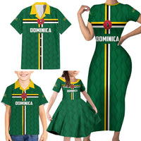 Custom Football Dominica Family Matching Short Sleeve Bodycon Dress and Hawaiian Shirt Los Pericos Go Champions - Wonder Print Shop