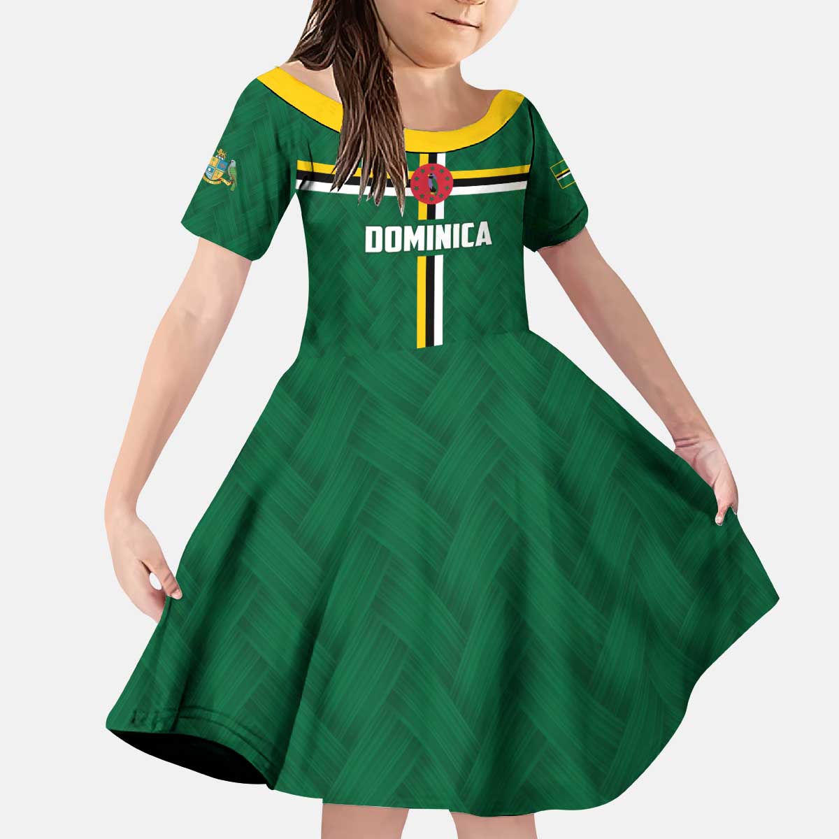 Custom Football Dominica Kid Short Sleeve Dress Los Pericos Go Champions - Wonder Print Shop