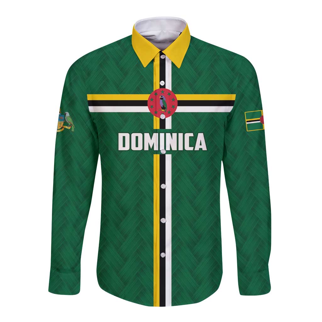 Custom Football Dominica Long Sleeve Button Shirt Los Pericos Go Champions - Wonder Print Shop