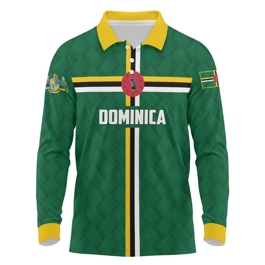 Custom Football Dominica Long Sleeve Polo Shirt Los Pericos Go Champions - Wonder Print Shop