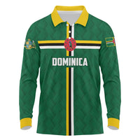 Custom Football Dominica Long Sleeve Polo Shirt Los Pericos Go Champions - Wonder Print Shop