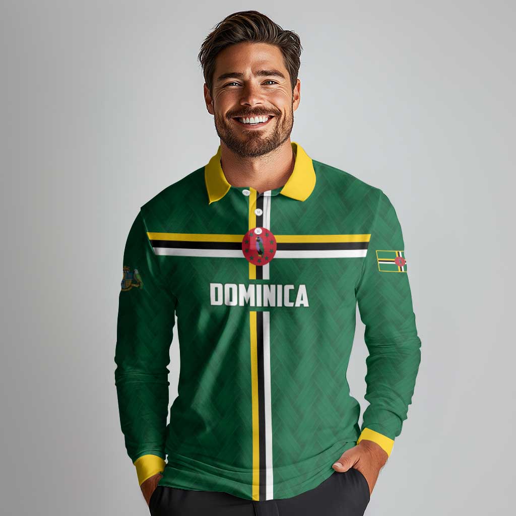 Custom Football Dominica Long Sleeve Polo Shirt Los Pericos Go Champions - Wonder Print Shop