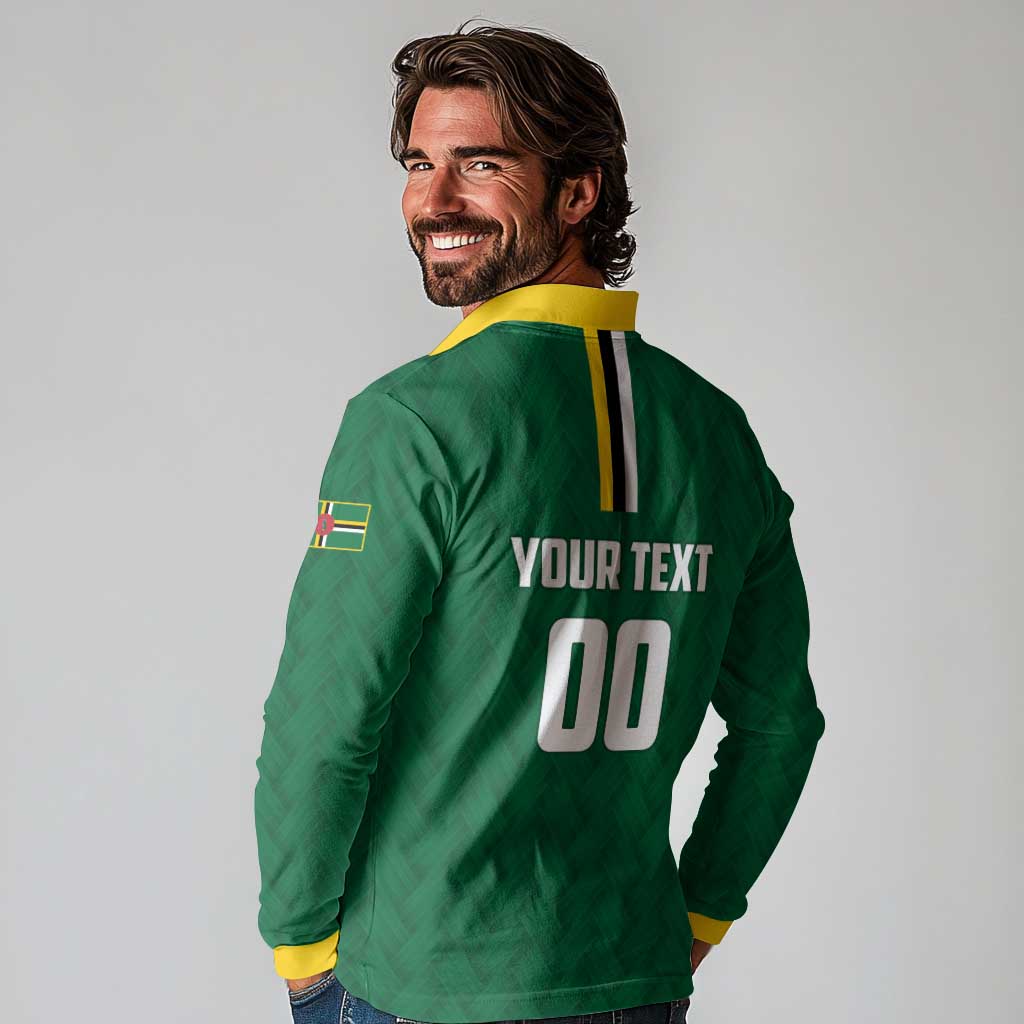 Custom Football Dominica Long Sleeve Polo Shirt Los Pericos Go Champions - Wonder Print Shop