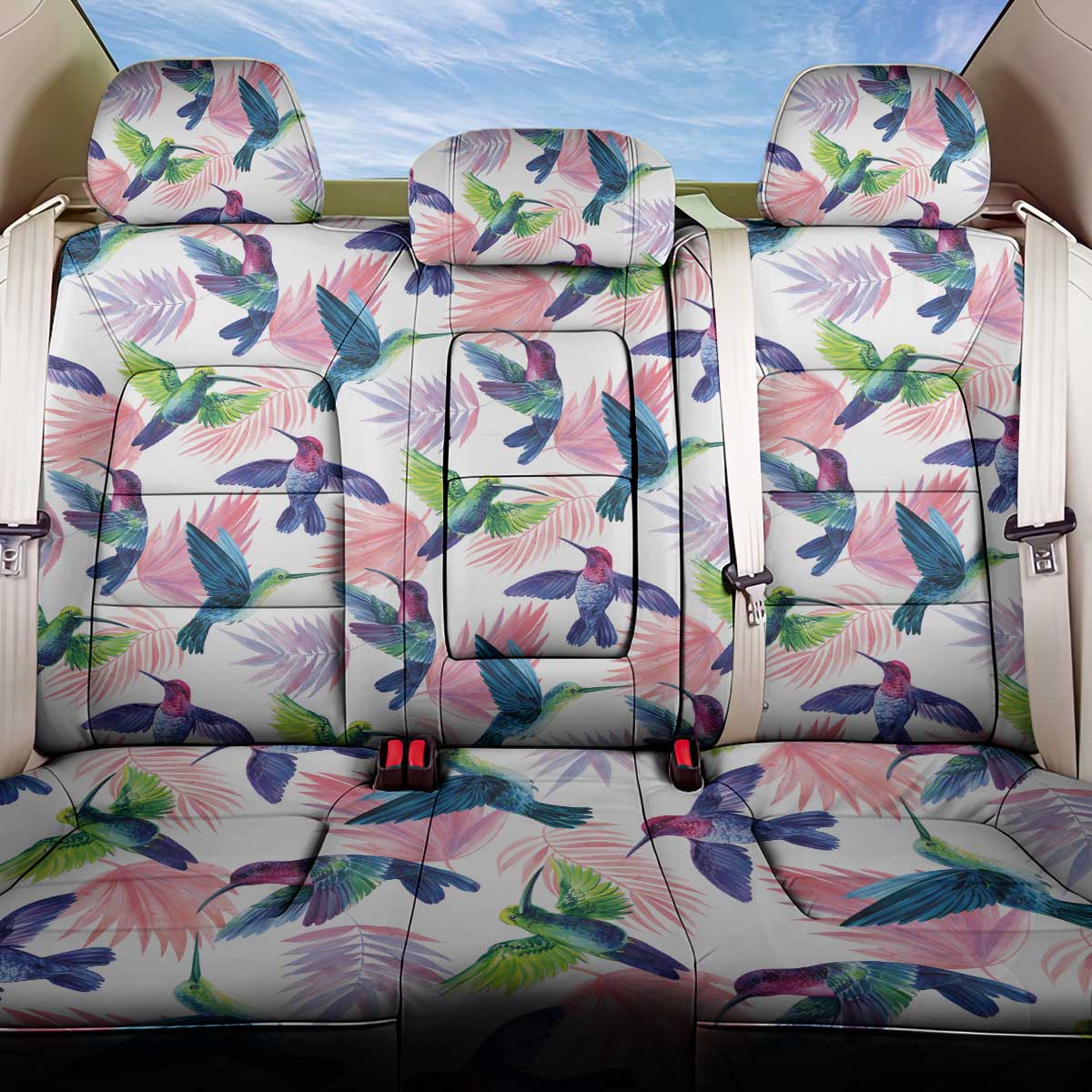 Hummingbirds Colorful Back Car Seat Cover Unique Stylized - Wonder Print Shop