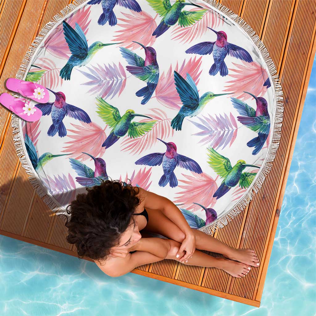 Hummingbirds Colorful Beach Blanket Unique Stylized - Wonder Print Shop